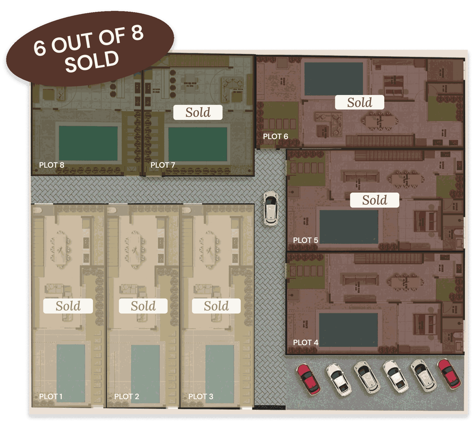 Lumara Villas masterplan and plot layout in Padonan, Bali
